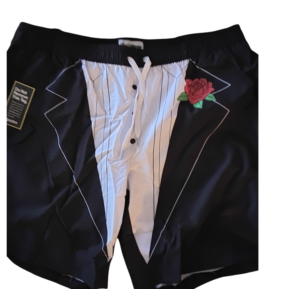 Tipsy Elves Mens Black Lightning Bolt Swim Trunks Mesh Lined‎ Size 3XL NWT